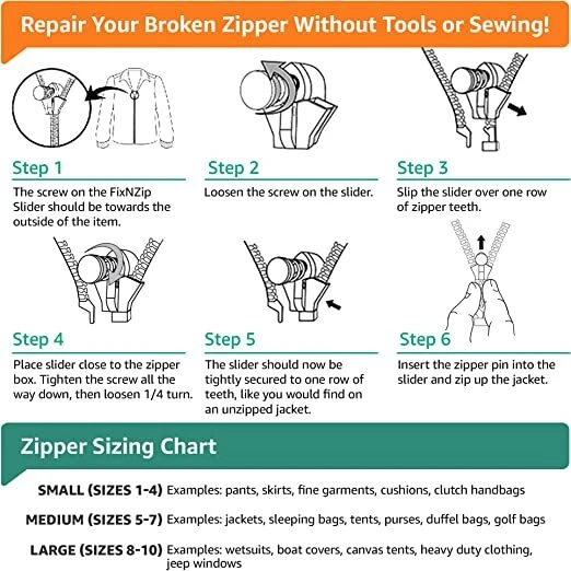 CLEARANCE Instant Zipper Repair Medium Nickel 7 CLEARANCE Instant Zipper Repair Medium Nickel - Image 5