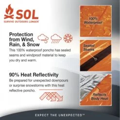 SOL Heat Reflective Poncho Safety Orange -GEAR AID Shop 0140 6001 2