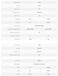 Hawke Endurance ED Monocular 10x25 Green -GEAR AID Shop 36311 2