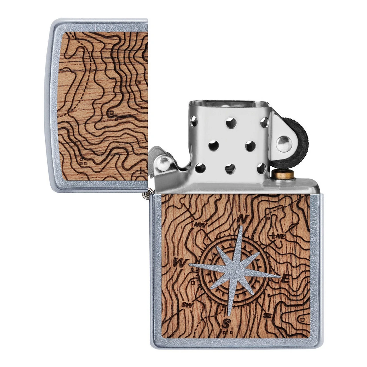 Zippo Woodchuck Compass Street Chrome Lighter 4 Zippo Woodchuck Compass Street Chrome Lighter - Image 2