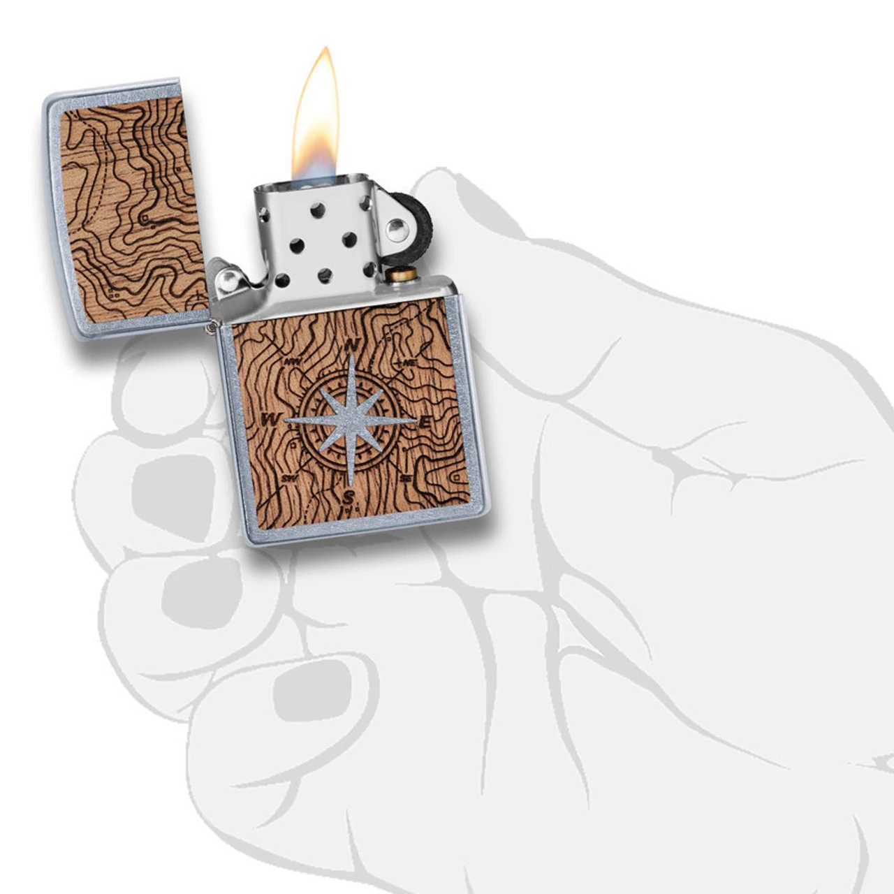 Zippo Woodchuck Compass Street Chrome Lighter 5 Zippo Woodchuck Compass Street Chrome Lighter - Image 3