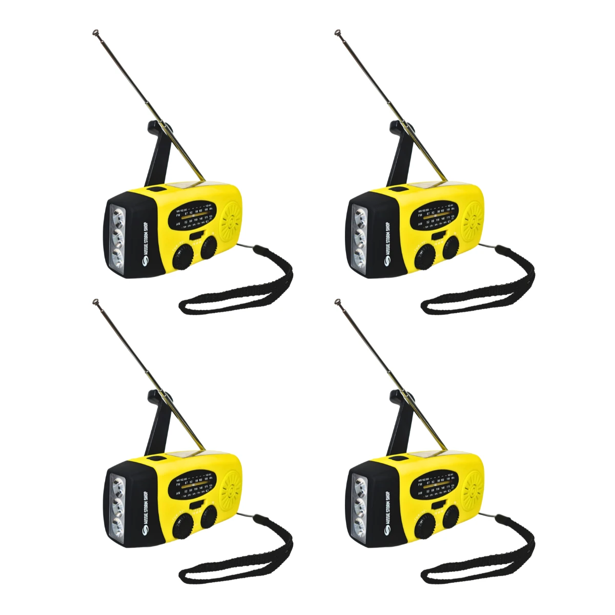 4 Pack Dynamo Solar Hand Crank AM FM Radio & Power Bank & LED Flashlight - Yellow 3 4 Pack Dynamo Solar Hand Crank AM FM Radio & Power Bank & LED Flashlight - Yellow