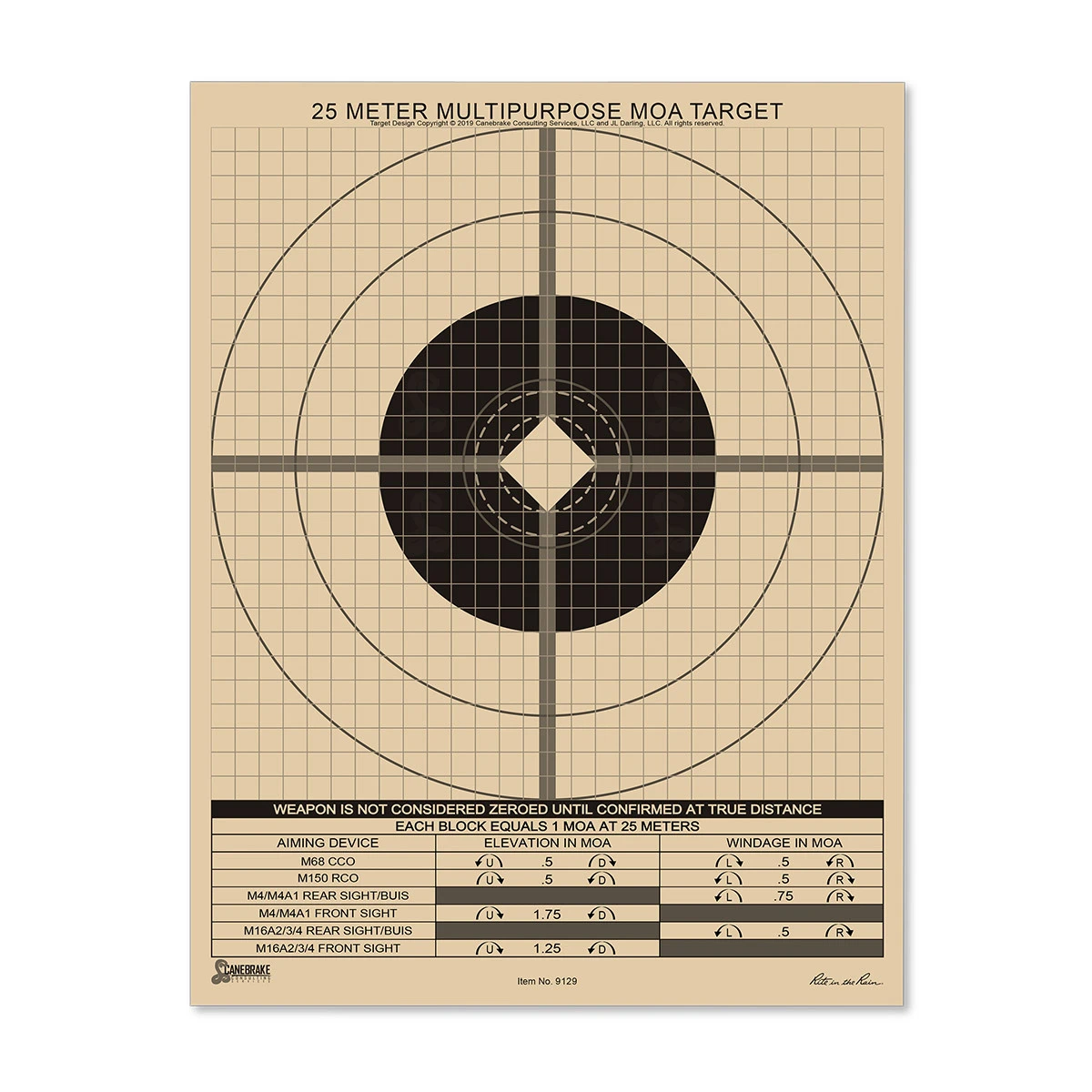 Rite In The Rain 25M True MOA Zeroing Target Multipurpose 100 Sheet 3 Rite In The Rain 25M True MOA Zeroing Target Multipurpose 100 Sheet