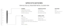 Rite In The Rain All Weather Pressurised Metal Pen (Blue Ink) 9 Rite In The Rain All Weather Pressurised Metal Pen (Blue Ink) -GEAR AID Shop 97B 3