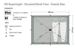 DD SuperLight Pyramid Tent Mesh Family Size -GEAR AID Shop DDSLPyramidMeshTentFamily 2