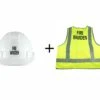 Fire Warden Hard Hat & Yellow Hi-Vis Vest Combo Pack