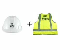 Fire Warden Hard Hat & Yellow Hi-Vis Vest Combo Pack
