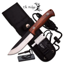 Elk Ridge Pakkawood Survival Knife With Fire Starter