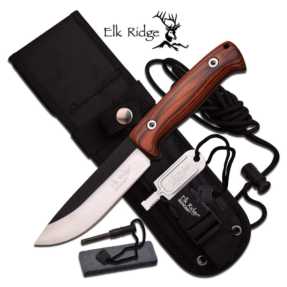 Elk Ridge Pakkawood Survival Knife With Fire Starter 3 Elk Ridge Pakkawood Survival Knife With Fire Starter