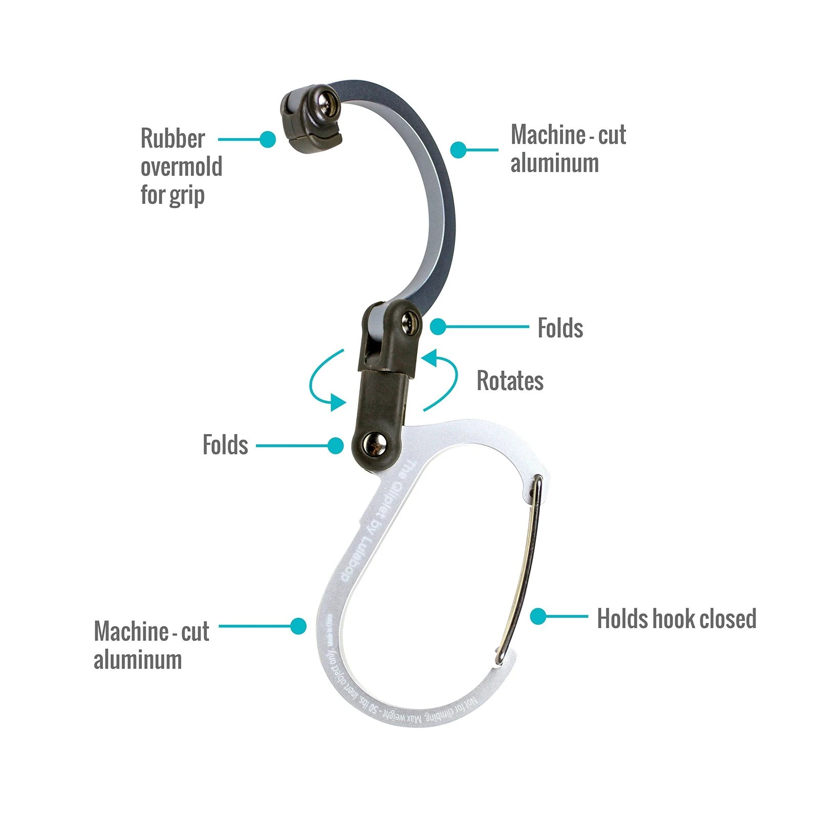 Stealth Black Heroclip 3-in-1 Clip, Swivel, Hook Carabiner (Medium) 5 Stealth Black Heroclip 3-in-1 Clip, Swivel, Hook Carabiner (Medium) - Image 3