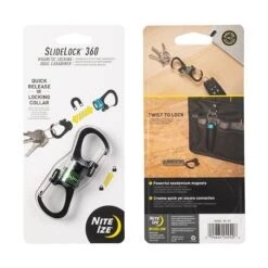 Nite Ize SlideLock 360° Magnetic Locking Dual Carabiner [Colour: Olive]